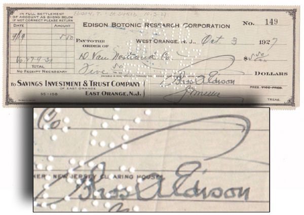 Thomas Edison Signed Document