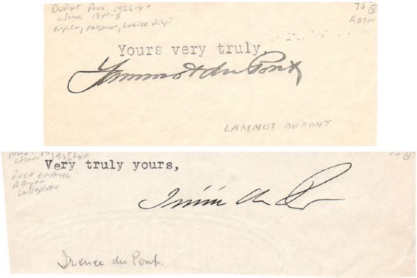 Signatures of Lammont & Irene DuPont