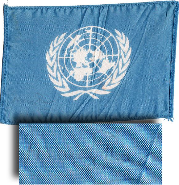 U Thant Signed United Nations Flag