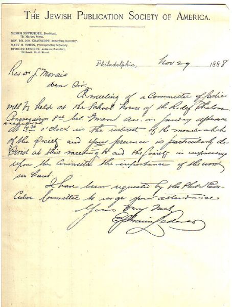 His input was urgently needed! This famous society was established only months before this letter was written. 