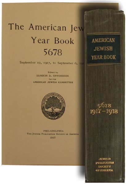 “THE AMERICAN JEWISH YEAR BOOK 5678…SEPT. 17, 1917 TO SEPT. 6, 1918” 
