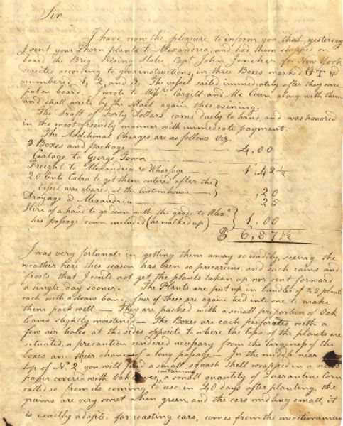Early 19th Century Horticulturalists Letter