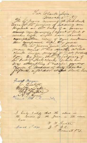 Fort Clark Soldiers Murder Investigation 