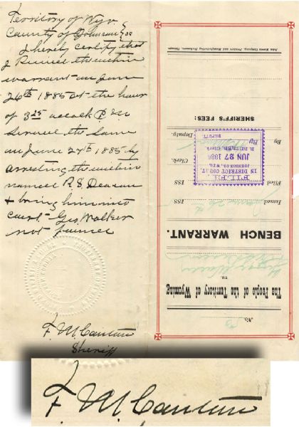 Joe Horner AKA Frank Canton Autograph Document Signed