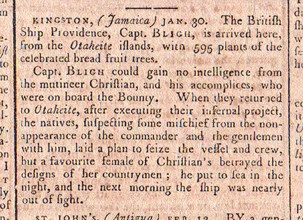 Mention of Capt. Bligh & Christian ... 