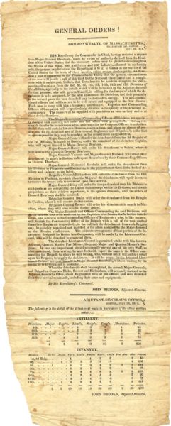 General Orders To Detach Massachusetts Militia.