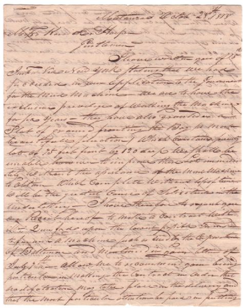 1818 Letter Insuring A Cargo of Slaves. 