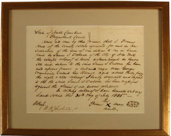 1835 Slave Bill of Sale