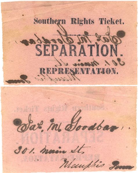 Scarce Confederate Tennessee Secession Ballot