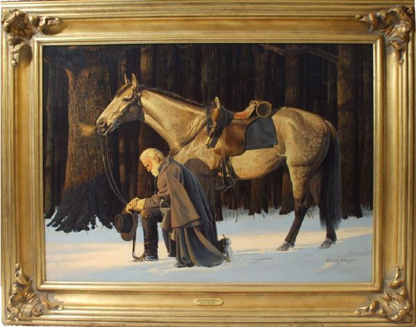 Wonderful Painting of General Robert E. Lee Praying for his Men