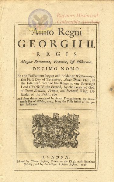 1741 King George II Royal Decree