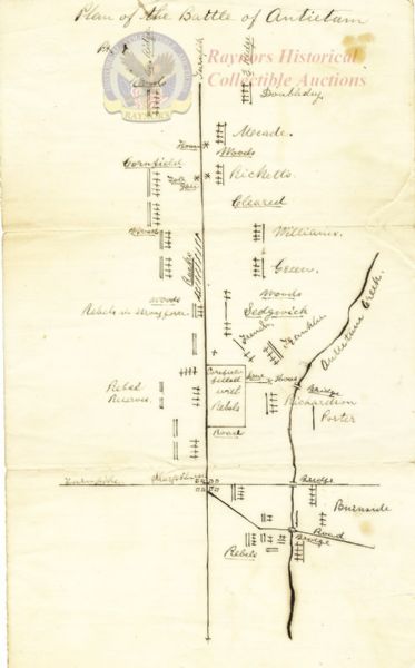 Manuscript MOH Winner's Map of The Battlefield of Antietam