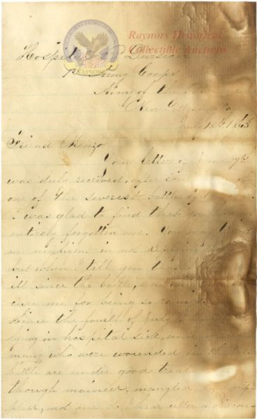 Gettysburg Hospital Letter