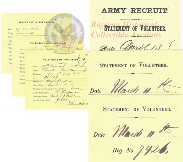 Six New York Volunteer Enlistment Forms