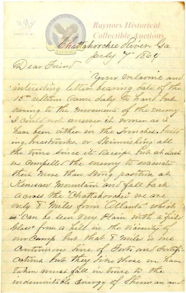 51st Ohio Infantry Letter Writes of a Lieutenant Being “...shot in the head...”