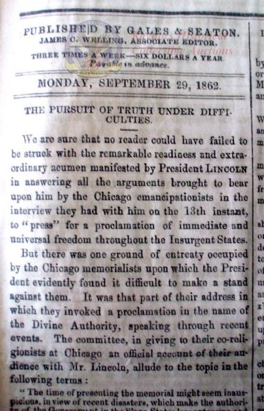 Lincoln Replies to the Chicago Christians on the Subject of Emancipation