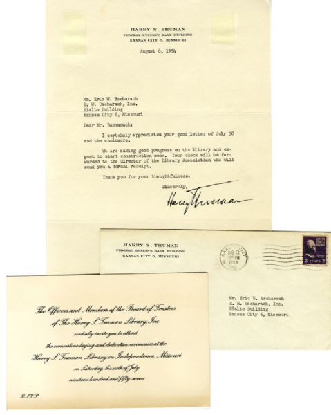 Making a donation to the building of the President Harry Truman Library