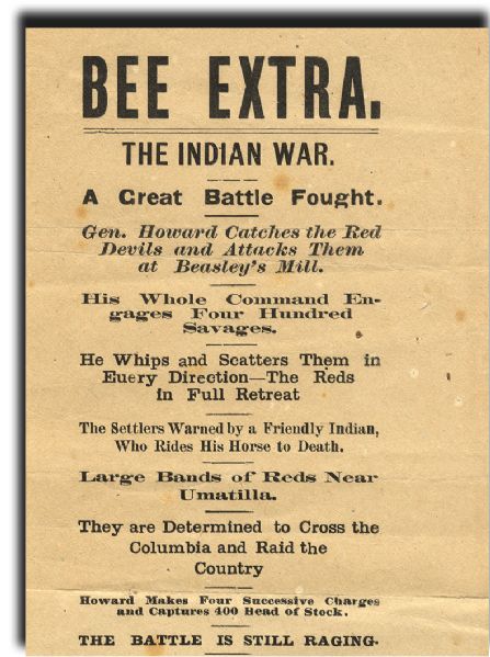 Scarce Broadside - Nez Perce War - Gen. Howard Catches the Red Devils