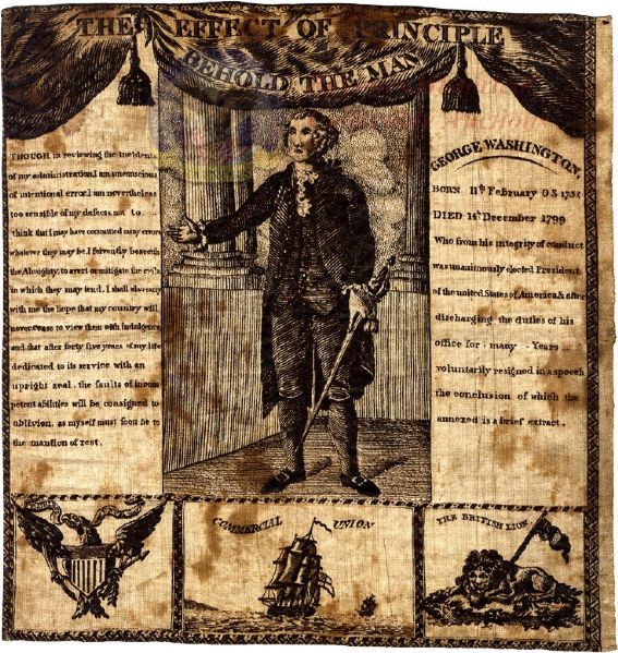 Early George Washington Comemoration Fabric Printing