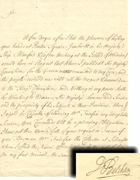 Colonial Governor’s Letter Discusses His Appointment