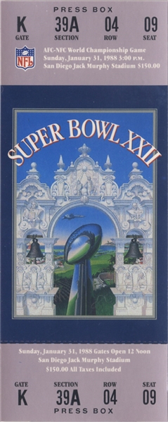 Super Bowl XXII Ticket 1988