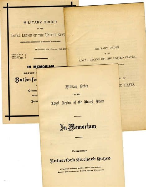 Nice Collection of Three Rutherford Hayes Memorial Tributes “...As a public official no man, however distinguished, ever left a cleaner record behind him.  As a citizen no one has been more public...