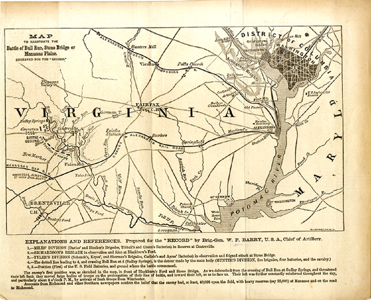 Rare Map to Illustrate First Bull Run 