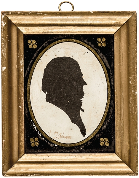 Identified Silhouette of President John Quincy Adams Framed 