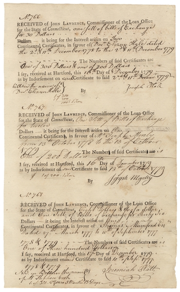 Colonial Minter Jerimiah Platt Receives Interest on a Continental Certificate