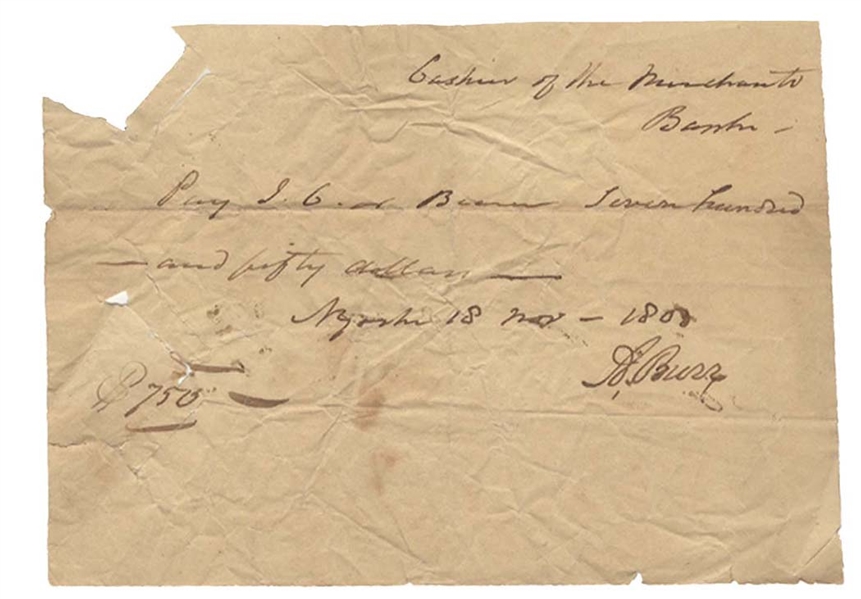 Aaron Burr Signed Check