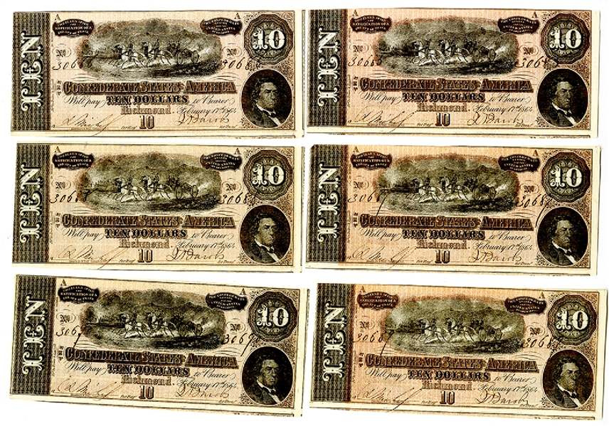 Consecutive Number CSA $10 Bills