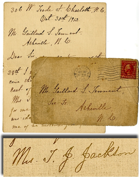 Racist Letter from Widow of General Thomas J. Stonewall Jackson - Known As The Widow of the Confederacy 