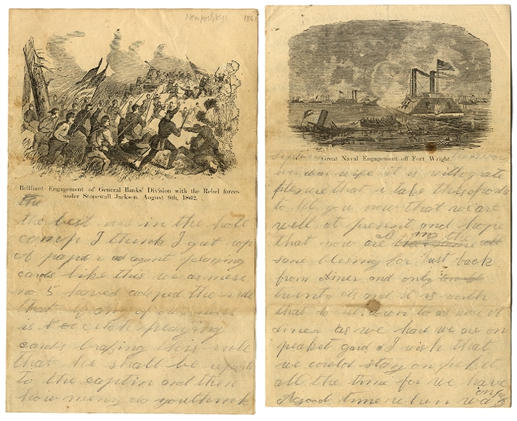 Rare Civil War Soldier's Use of Ironclad and battle of Cedar Mountain Patriotic Stationery.