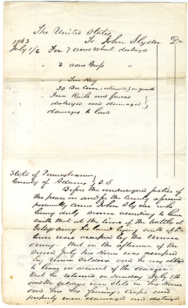 Gettysburg Farmer's Battlefield Claim - Hood was wounded and Farnsworth was killed Within Sight of Slyder’s Farmhouse.