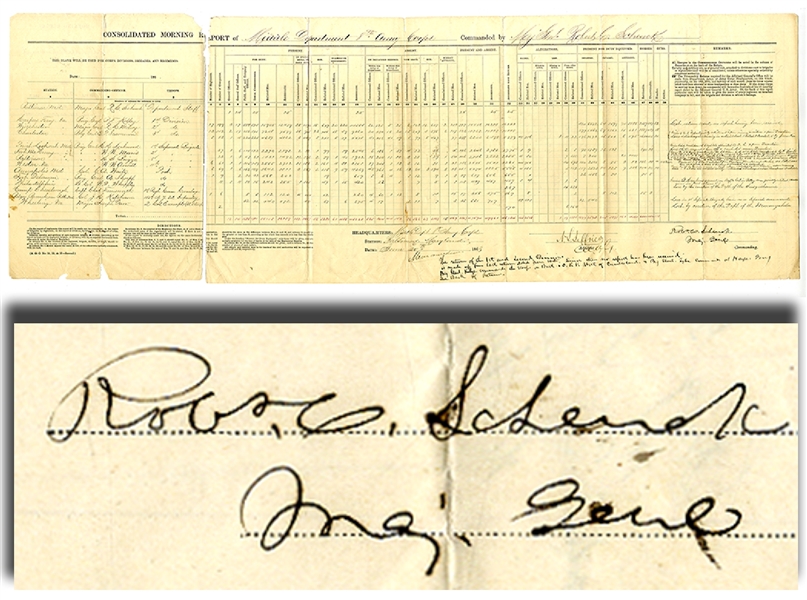 Union General's Signed document by Robert Schenck. 