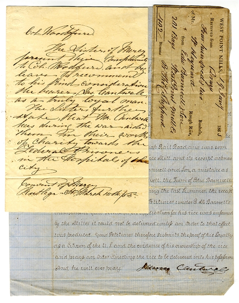 Group of Three Documents Regarding The Union Loyalty of a Charleston Citizen