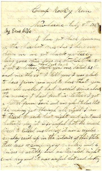 Very Rare, Detailed Account of Union Raid Upon The Wilmington & Weldon, Railroad, North Carolina: They Fired Into Us And We Gave Them The Contents Of Our Revolvers.