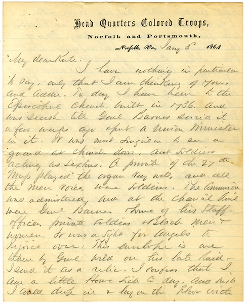 Written on Colored Troops Letterhead.