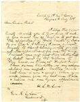 R.E. Lees Cousin Writes Lee For An Appointment While Serving In Stuarts Cavalry