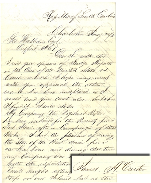 Letter Datelined REPUBLIC of SOUTH CAROLINA