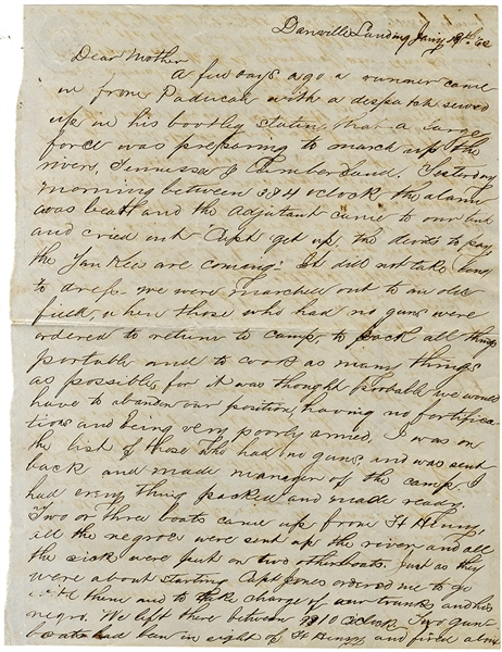 This Letter Pertains to the Expedition by Flag Office Andrew Hull Foote Who Assigned the Lexington and the Conestoga Gunboats to Move From Paducah up the Tennessee River