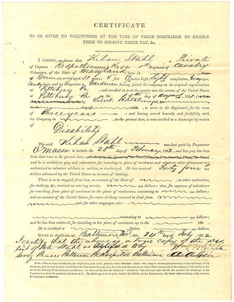 Endorsed Discharge Certificate Document Signed  by William D. Whipple.