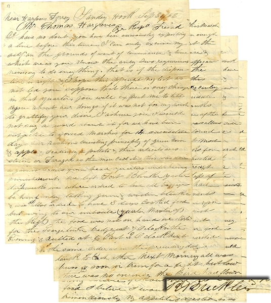 8 Pages - Graphic Battle of Antietam Letter -  WE DISCOVERED THAT THE GUM BLANKET WITH WHICH I HAD MADE MY PILLOW WAS SATURATED WITH BLOOD