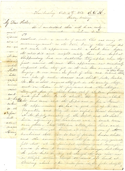 8 Page Letter in Ink Describing J.E.B. Stuart's Raid on Chambersburg, Pa.