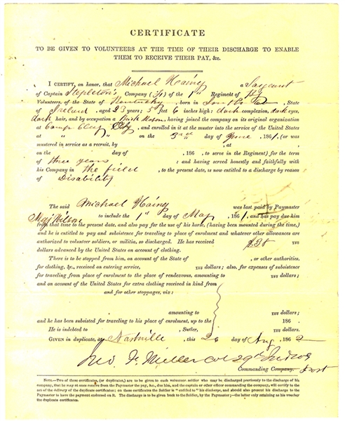 Disability Document Signed By General Miller