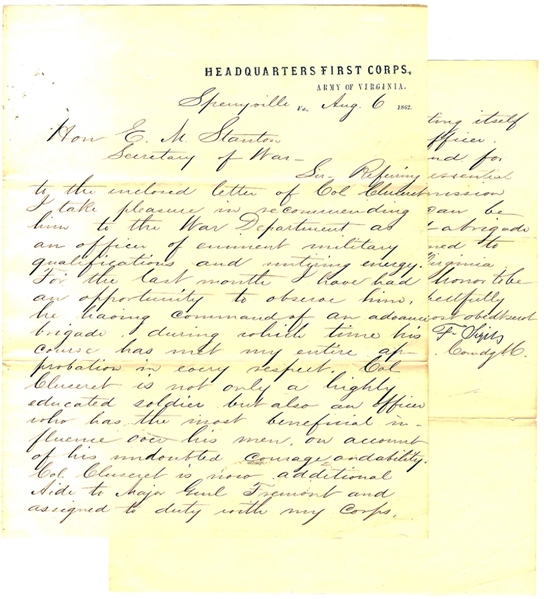 General Sigel Writes To Stanton And Gets  Cluseret A Commission