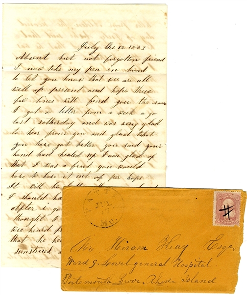 Written To A Wounded Gettysburg Soldier Of The Maine 20th Infantry - Mentions KIAs At Gettysburg