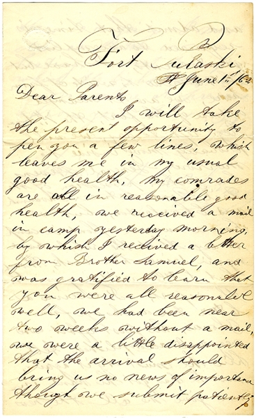 Killed In Action In 1864 This Soldier Writes From Georgia In 1862.