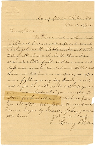 This Vermonter Survived Lee's Final Defensive Assault At Fort Stedman, Petersburg, March 1865.