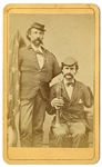 CDV Photo of Civil War Amputee Vets, One With A Flag And The Other Holding His Bugle.